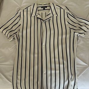 Express Black and White Striped Men's Shirt